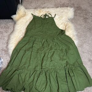 Forever 21 Olive Green Tiered Tie-Back Sundress